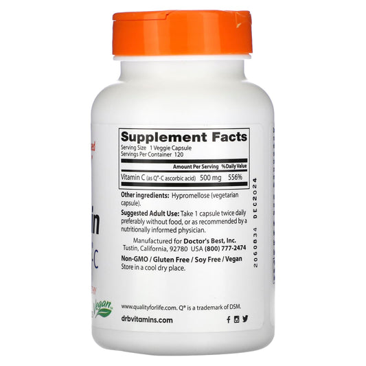 Doctor's Best, Vitamin C with Q-C, 500 mg, Veggie Caps
