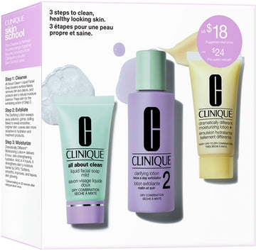 Clinique 3-Step Skin Care Kit Skin Type 2 Gift Set For Perfect Skin Cleansing