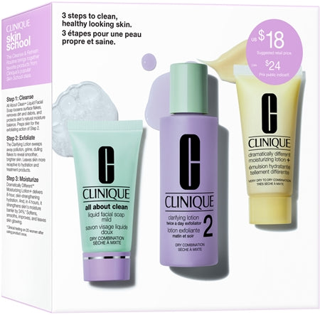 Clinique 3-Step Skin Care Kit Skin Type 2 Gift Set For Perfect Skin Cleansing