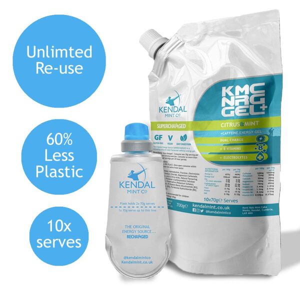 Kmc Caffeine Energy Gel Refill + Flask Citrus & Mint Bundle