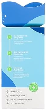 Q+A Bodycare Heroes Giftset - 3-Step Skincare Routine: Salicylic Acid Body Wash, Aha Exfoliator Scrub & Vitamin C Body Cream, Travel Sized 50Ml Each, Exfoliate, Smooth & Radiate, Softens Skin