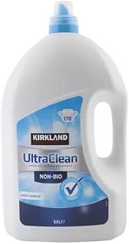 Kirkland Signature Ultra Clean Non Bio Laundry Liquid, 5L (178 Washes) β Powerful Stain Removal, Hypoallergenic Formula For Sensitive Skin, Long-Lasting Freshness, Eco-Friendly Packaging