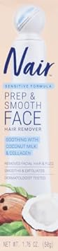 NAIR Prep & Smooth Face, Exfoliating Facial Hair Removal for Woman, Depilatory Cream, Smooth Skin Solution for Effective Hair Removal, Sensitive with Collagen for Skincare