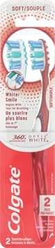 Colgate 360 Advanced Optic White Toothbrush, Soft, 2 Count