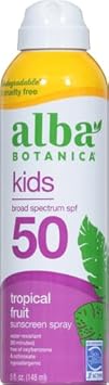 Alba Botanica Kids Sunscreen Spray For Face And Body, Tropical Fruit, Broad Spectrum Spf 50, Water Resistant, 5 Fl. Oz. Bottle