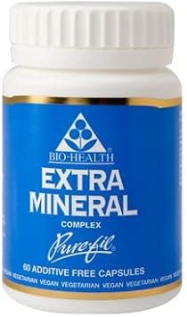 Bio-Health Extra Mineral Complex Food Supplement For General Health, Multi Mineral Calcium, Zinc, Magnesium And Iron, Supports Muscular Activity And Nerve Function, 60 Capsules