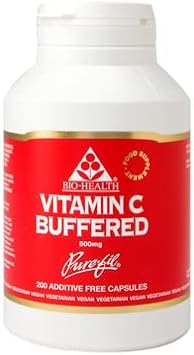 Bio-Health Buffered Vitamin C Tablets, Pure Vitamin C Supplements, Bonded With Calcium For Boosting Immune System, Stomach Friendly, Suitable For Vegetarians And Vegans, Additive Free, 200 Capsules