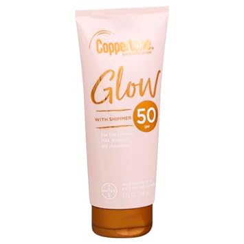 Coppertone Glow with Shimmer Sunscreen Lotion SPF 50, Water Resistant Sunscreen, Broad Spectrum SPF 50 Sunscreen, 5 Fl Oz Bottle