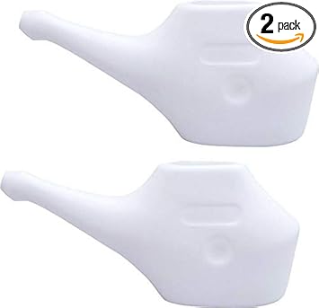 Economy, Light-Weight, Durable Neti Pot With 10 Sachet Neti Salt - Handy, Compact And Travel Friendly Dishwasher Safe Eco Friendly Natural Treatment For Sinus And Congestion-White Set Of 2