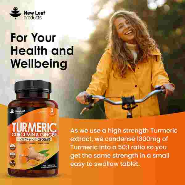 Turmeric Tablets 2600Mg Ginger & Black Pepper 180 Capsules