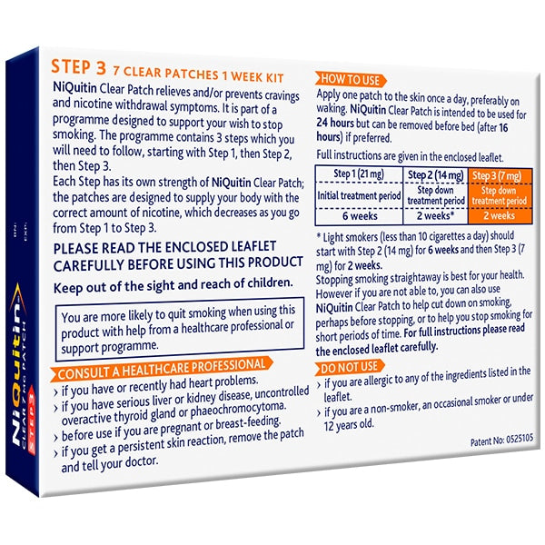 Niquitin 7Mg Step 3- 7 Nicotine Patches- Stop Smoking Aid