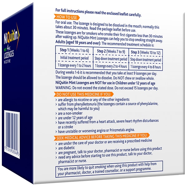 Niquitin Mint 4Mg Lozenges, 132 Lozenges- Quit Smoking Aid