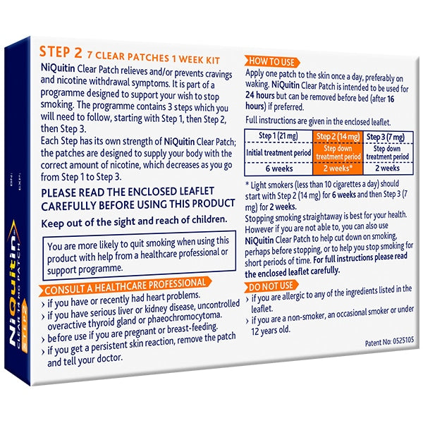 Niquitin 14Mg Step 2- 7 Nicotine Patches- Stop Smoking Aid