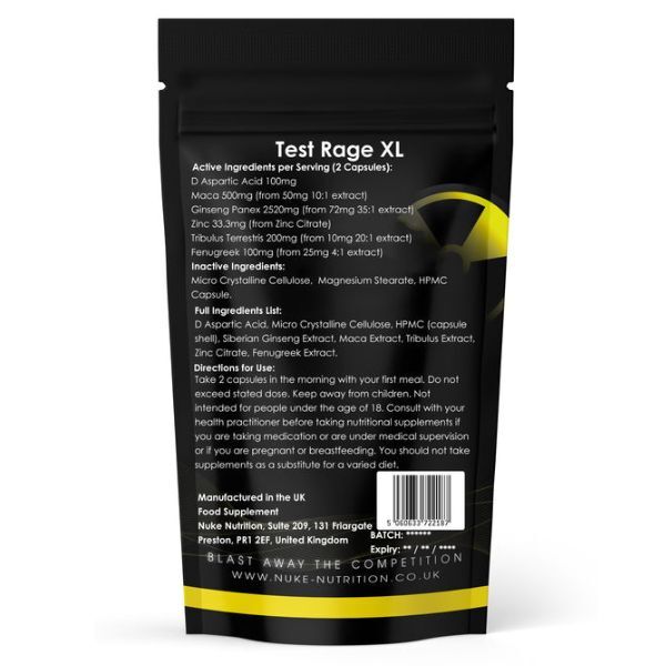 Nuke Nutrition Test Rage Xl Testosterone Capsules -120Ct