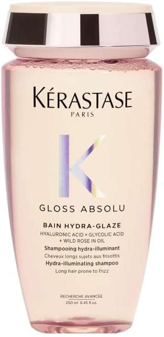 Kérastase Gloss Absolu Shampoo For All Hair Types, With Glycolic Acid, Hyaluronic Acid & Wild Rose 250Ml