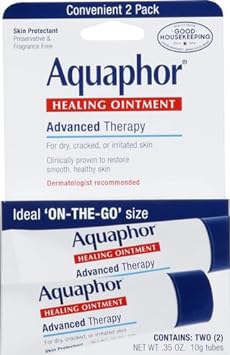 Aquaphor Healing Ointment Advanced Therapy Skin Protectant, Dry Skin Body Moisturizer, 0.35 Oz Tube, 2 Count (Pack Of 1)