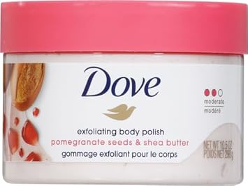 Dove Scrub Pomegranate & Shea Butter For Silky, Soft Skin Body Scrub Exfoliates And Provides Lasting Nourishment 10.5 Oz