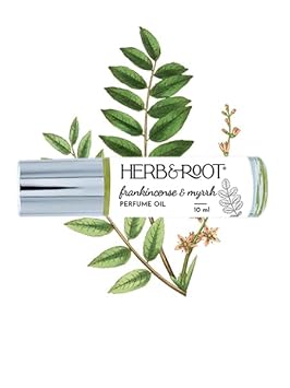 Herb & Root Frankincense & Myrrh Roll On Perfume Oil For Men & Women | Ancient Woody Scent | Vegan, Cruelty-Free Mini Travel Size Perfume | Aromatic Spicy Arabic Cologne