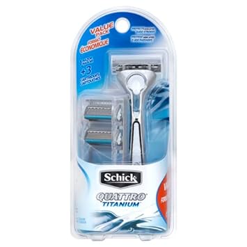 Schick Quattro Titanium Razor — Schick Quattro, Quattro Razor, Titanium Razor with 3 Refill Blades