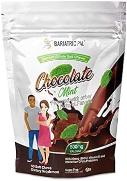 Bariatricpal Sugar-Free Calcium Citrate Soft Chews 500Mg With Probiotics (90 Count) - Chocolate Mint