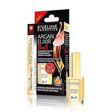 Eveline Argan Elixir 8 in 1 Intensely Regenerating Oil for Cuticles & Nails : Beauty & Personal Care