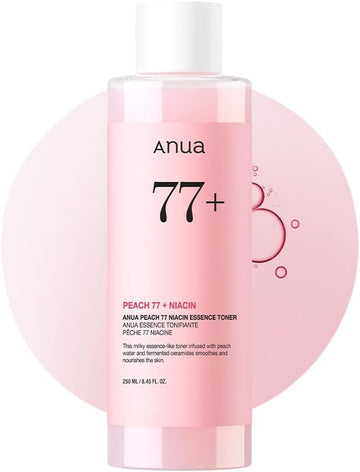 Anua Peach 77 Niacin Essence Toner, Facial Toner For Glass Skin, Niacinamide, Panthenol, Ceramides, Korean Skin Care, 250Ml/8.45 Fl.Oz