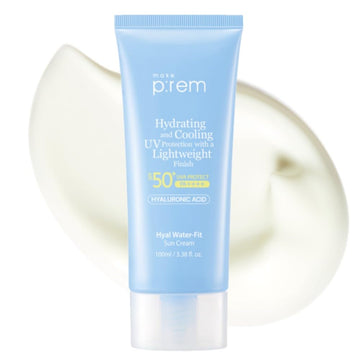 Make P:Rem Hyal Water-Fit Sun Cream, Law-Irritation Hydrating Face & Body Sunscreen, Spf 50+ Pa++++, Korean Sunscreen, 3.38 Fl.Oz., 100Ml