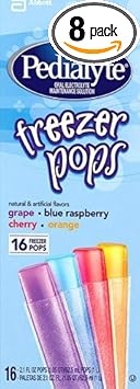 Pedialyte Freezer Pops Oral Electrolyte Maintenance Solution, Assorted Flavors, Case Of 128 Pops - Each 2.1 Fluid Ounces (62.5 Ml)