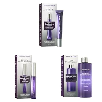 Lumify Eye Illuminations Hydra-Gel Brightening Eye Cream, Nourishing Lash & Brow Serum 0.12 Fl Oz (3.8 Ml) & Cleansing Water & Eye Makeup Remover : Beauty & Personal Care