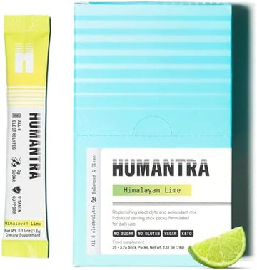 Humantra Hydration Packets | Zero Sugar Electrolyte Hydration Multiplier W/Essential Minerals & 6 Electrolytes | Electrolytes Powder (20 Count, Himalayan Lime)