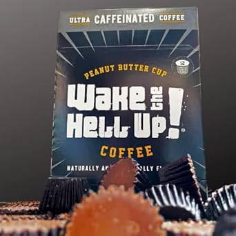 Wake The Hell Up!® Peanut Butter Cup Flavored Single Serve Coffee Pods Of Ultra-Caffeinated Coffee For K-Cup Compatible Brewers | 12 Count, 2.0 Compatible
