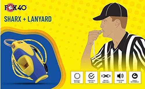 Fox 40 Sharx Whistle w/Lanyard Referee Survival Outdoor Safety Yellow (2-Pack)