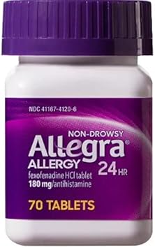 Allegra Adult 24 Hour Allergy Tablets, 180Mg, Noticeable Relief In 1 Hour, (70 Count )