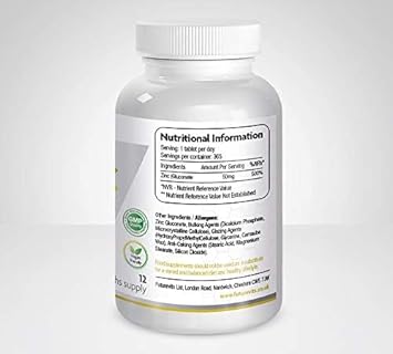 Zinc 50Mg | 365 Tablets 1 Easy To Swallow Zinc Gluconate Tablet A Day (12 Month'S Supply) Allergen Free High Strength Made In Uk Futurevits