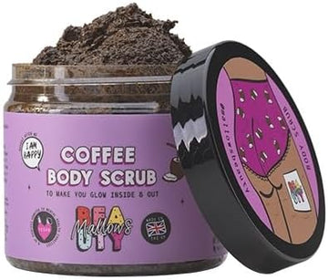 Mallows Beauty Coffee Body Scrub, Exfoliating Body Scrub, Brightens And Nourishes The Skin, Prevents Strawberry Legs, Vegan And Handmade In The Uk, 180G