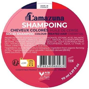 Lamazuna - Solid Shampoo - Sensitive Scalp - Peony Powder - Generous Foam - Zero Waste - Vegan - Made In France - Ideal For Travel - 70G