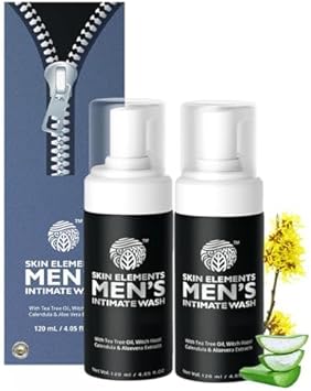Skin Elements Intimate Wash For Men With Tea Tree Oil (4.05 Fl. Oz.) | Ph Balanced Foaming Hygiene Wash | Prevents Itching, Irritation & Bad Odor