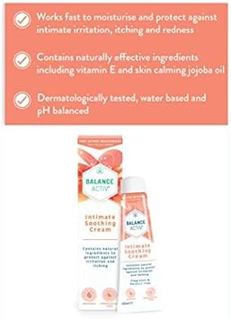 Balance Activ Intimate Soothing Cream, Fast-Acting Relief From Intimate Irritation For Women, Soothes Itching, Redness & Soreness, 1 Pack Of 40Ml Tube
