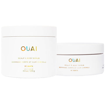 OUAI St. Barts Scalp & Body Scrub Bundle - Foaming Coconut Oil Sugar Scrub & Gentle Scalp Exfoliator Cleanses, Removes Buildup & Moisturizes Skin - Sulfate Free Body Care (2 Count, 3.4 Oz/8.8 Oz)