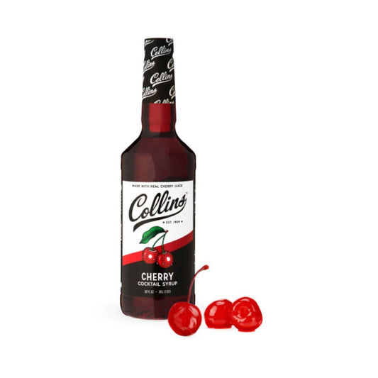 Collins Cherry Syrup, Cherry Simple Syrup, Real Sugar Cocktail Syrups, Soda Water Flavors, Cocktail Mixers, Cherry Flavoring For Drinks 32 Ounces, Set Of 1