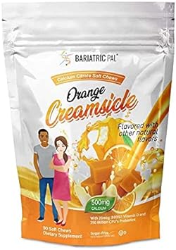 Bariatricpal Sugar-Free Calcium Citrate Soft Chews 500Mg With Probiotics (90 Count) - Orange Creamsicle