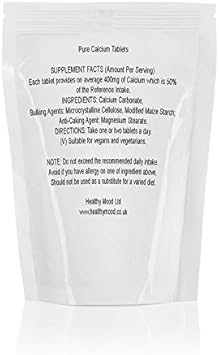 Calcium Carbonate 400mg Mineral Vitamin Food Supplement 90 Tablets Pills Healthy Bones and Teeth Nutrition Supplements HEALTHY MOOD UK Quality Nutrients :Health & Personal Care