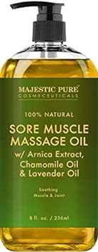 Majestic Pure Arnica Sore Muscle Massage Oil For Body - Best Natural Oil With Lavender And Chamomile Essential Oils - Warming, Relaxing, Massaging Joint & Muscles, 8 Fl. Oz., Set Of 2