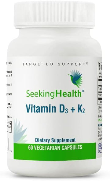 Vitamin D3 + K2 | 5000 Iu Of D3 (As Cholecalciferol) For Optimal Calcium Absorption | 100 Mcg Of K2 (As Menaquinone-7) For Circulatory Health | Supports Bone & Immune Health | 60 Vegetarian Capsules