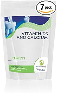 Calcium 500Mg Plus Vitamin D3 200Mg Vitamins Health Food Supplement 7 Tablets Pills Strong Bones Teeth Nutrition Supplements Healthy Mood
