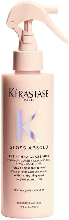 Kérastase Gloss Absolu Hair Treatment Spray, Heat Protection For All Hair Types, With Glycolic Acid, Hyaluronic Acid & Wild Rose 190Ml