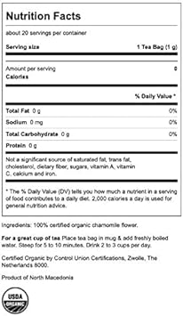 Swanson 100% Certified Organic Chamomile Tea 20 Bag(S)