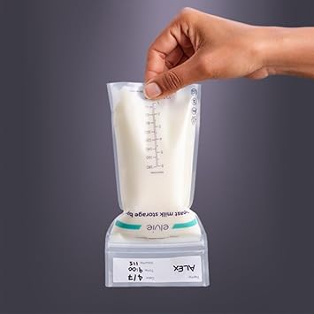 Elvie - Leak-Proof Breastmilk Storage Bags - Freeze And Warm Breast Milk - At Home Or On The Go - Hygienic Double-Seal Zipper - Breastfeeding Essentials - 200 Count : Baby