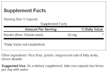 Swanson Keratin (From Tibetan Wool) - Natural Supplement Promoting Healthy Joints, Hair, Skin & Nails - Helps Nourish Healthy Connective Tissues - (60 Capsules, 50Mg Each) (4 Pack)