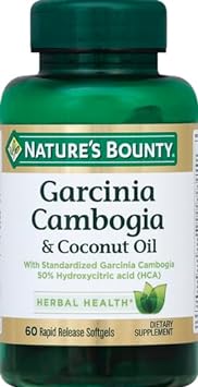 Nature'S Bounty Garcinia Cambogia Pills And Coconut Oil Herbal Health Supplement, Hydroxy Citric Acid, 60 Softgels